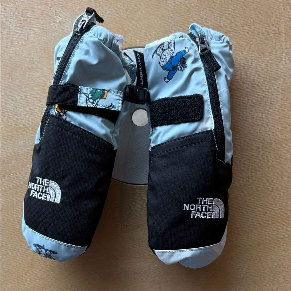The North Face Kids' Black and Light Blue Snow Pants